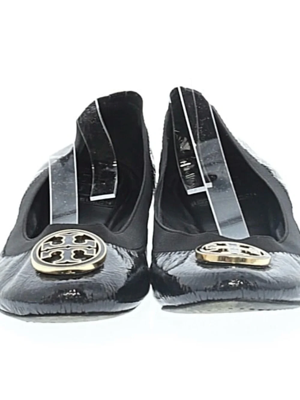 Tory Burch Black Patent Logo Round-Toe Ballet Flat